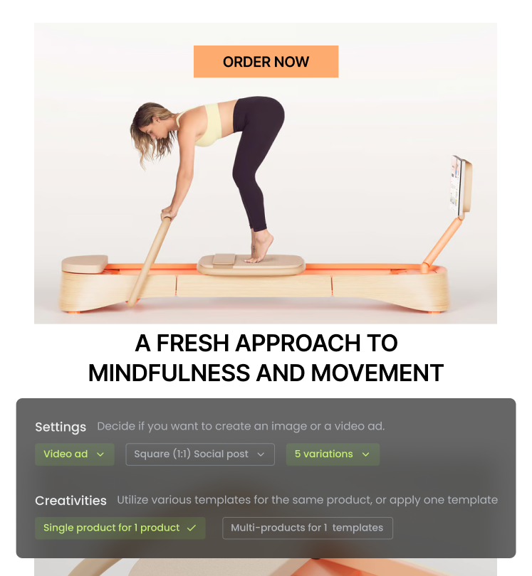 Bestever spins up creative cuts from the same concept pack. SKU, audience, and channel organize variants.